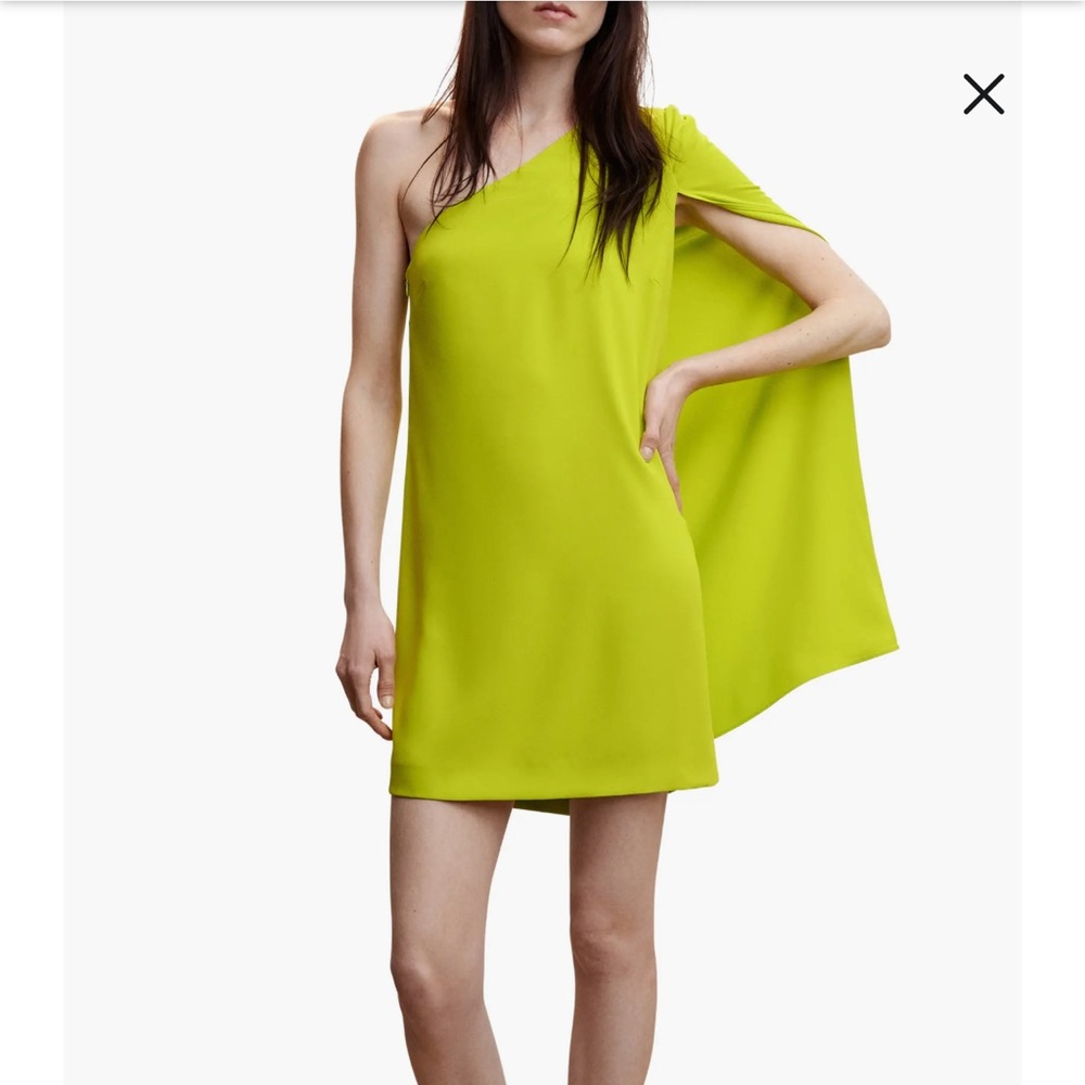 MANGO One-Shoulder Cape Sleeve Minidress US6